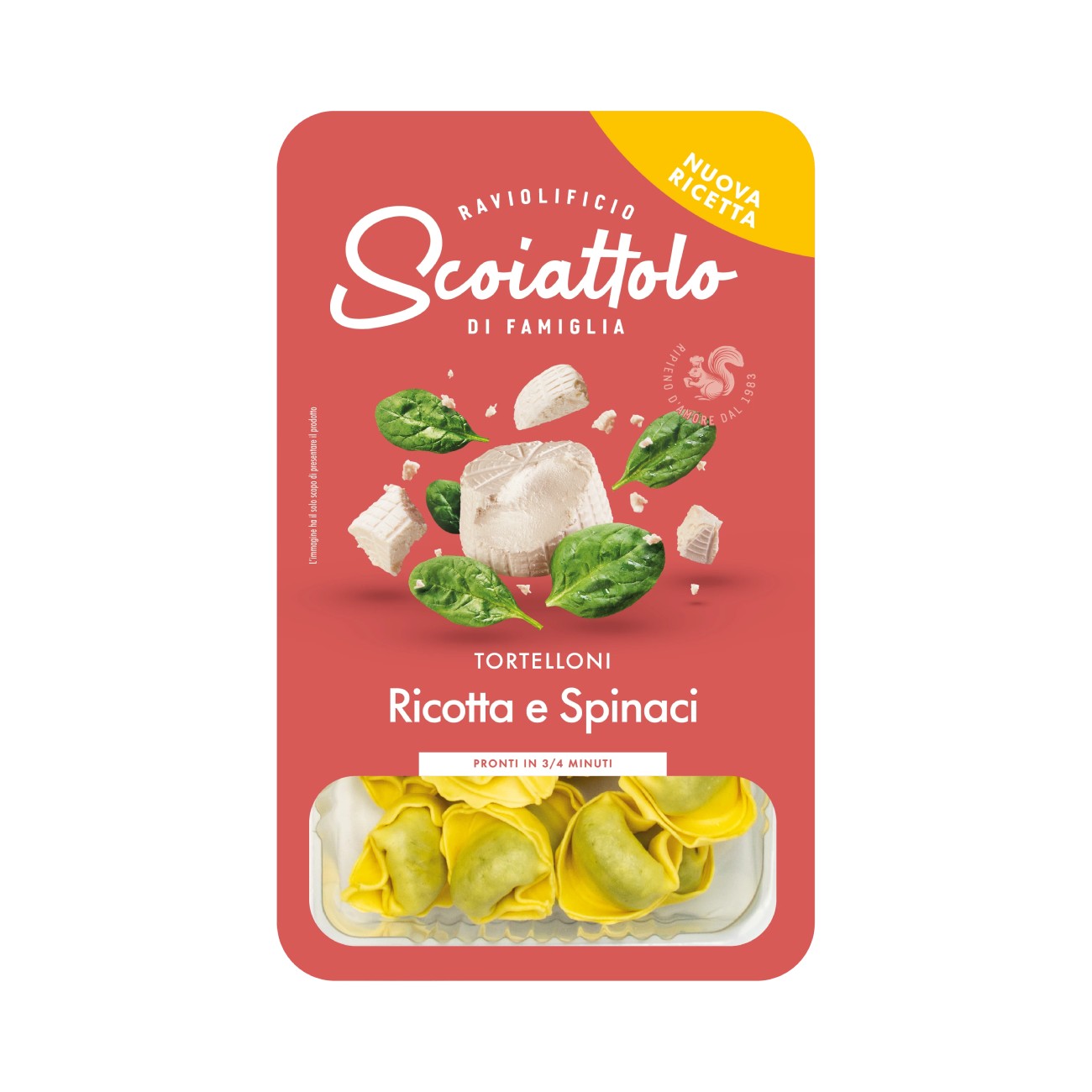 Tortellini ar rikotas sieru un spinātiem SCOIATTOLO, 200g