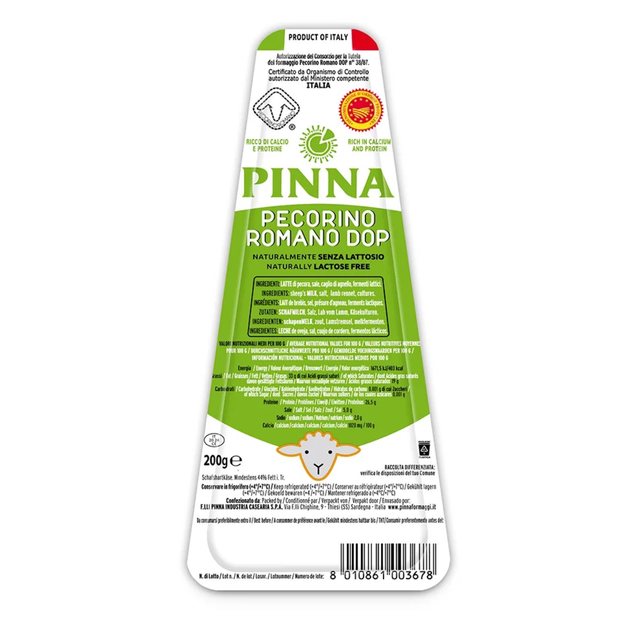Aitas siers PINNA Pecorino Romano DOP, 200g