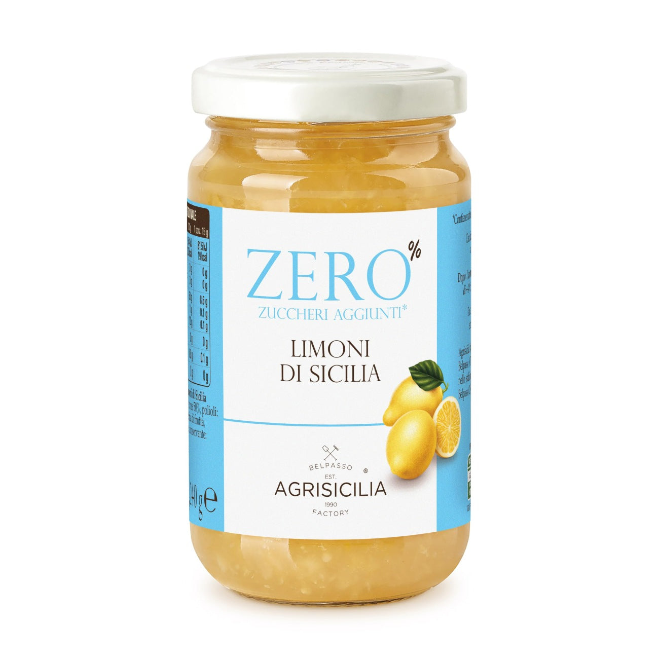 Lemon jam without added sugar AGRISICILIA Limone, 240 g