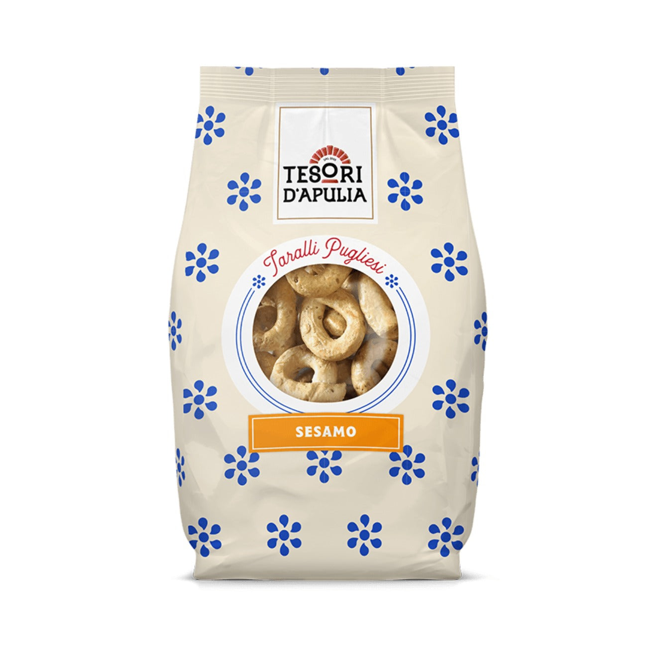 Itāļu uzkoda ar sezama sēklām TESORI D'APULIA Taralli Sesamo, 400g