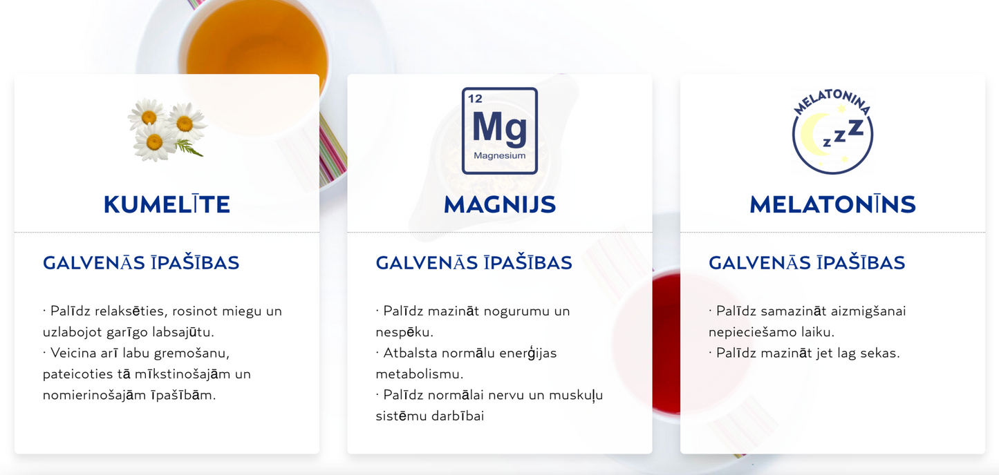 Lahustuv kummelitee melatoniini ja magneesiumiga BONOMELLI, 16 tk.