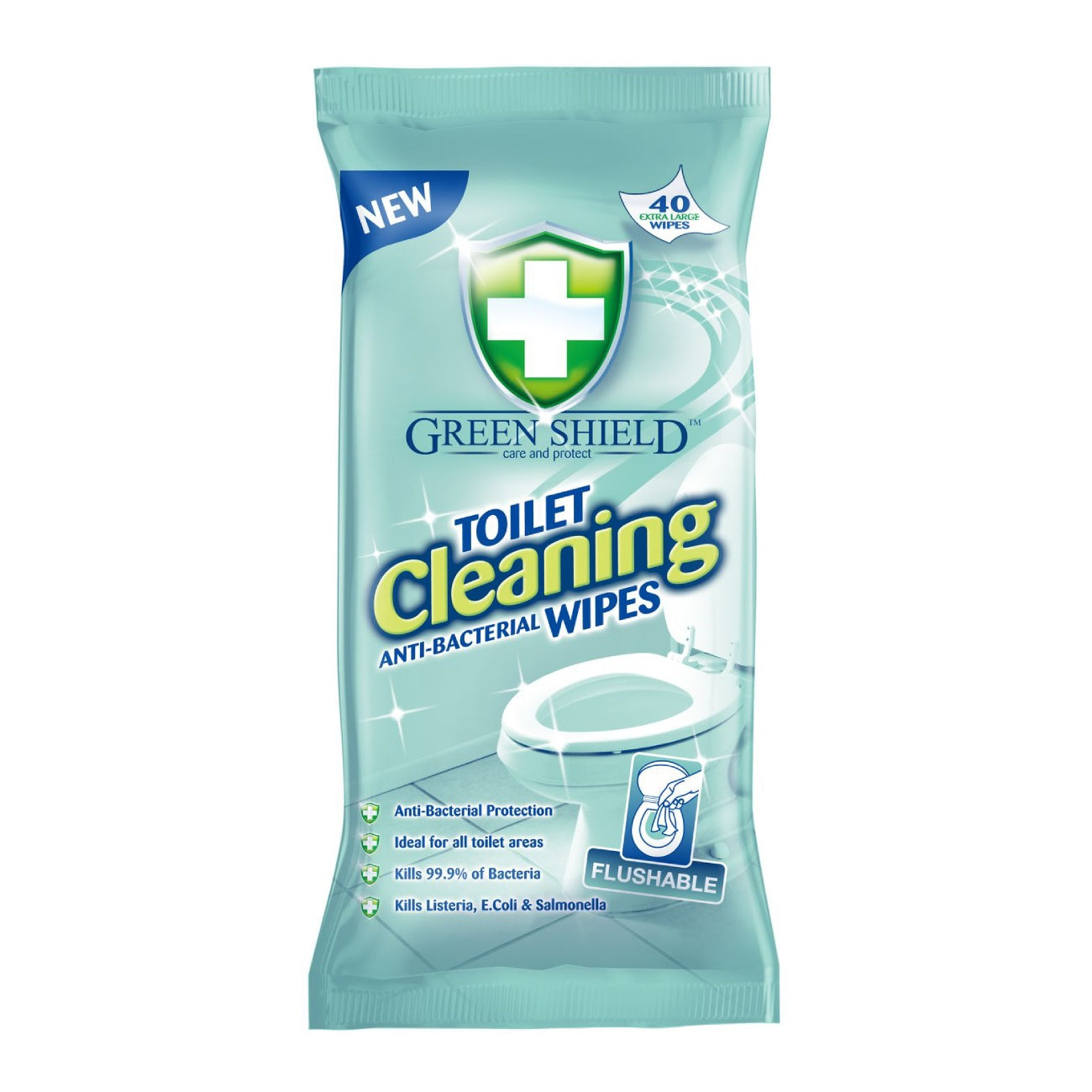 Mitrās salvetes tualetes podam GREEN SHIELD Toilet, 40 gab.