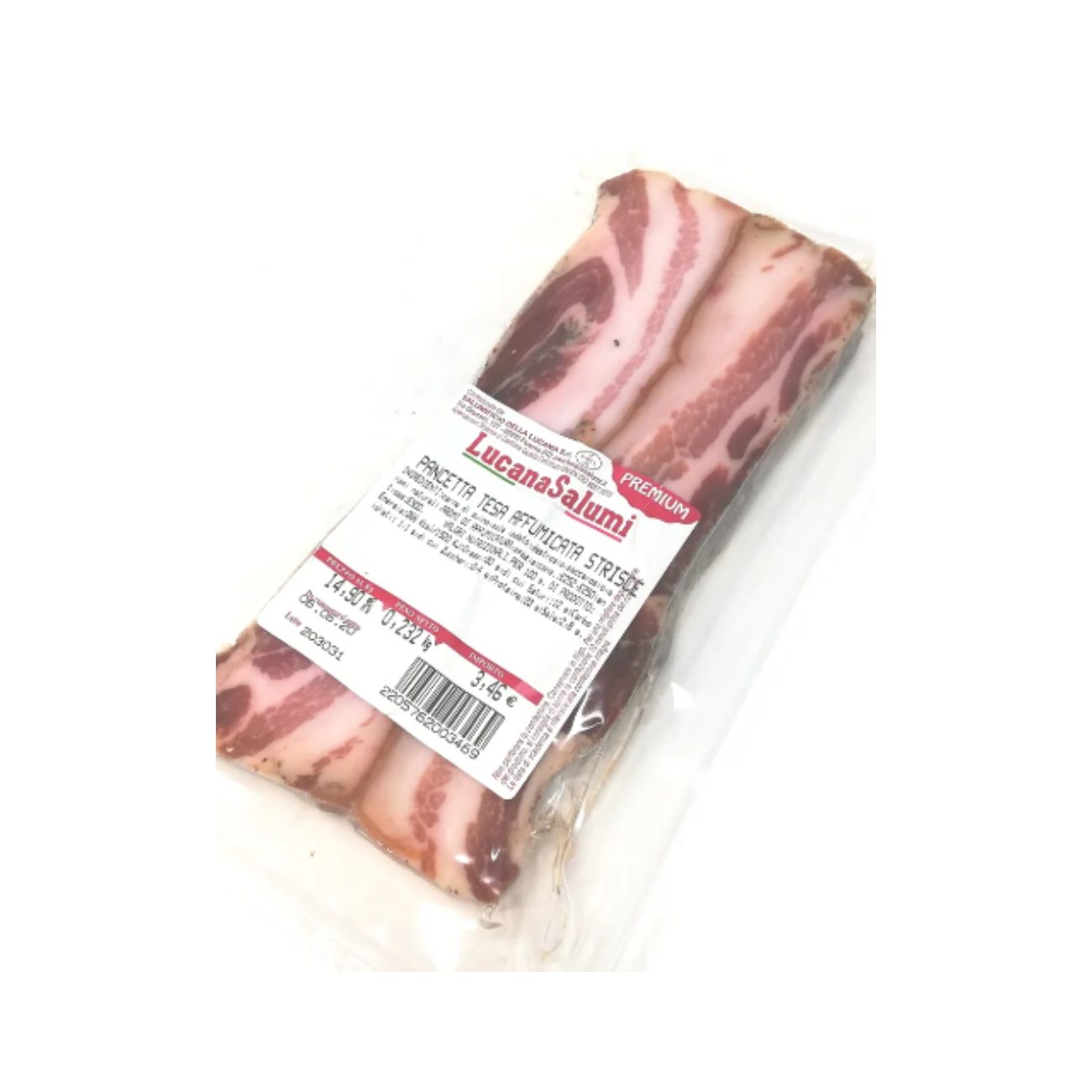 Kūpināts cūkgaļas vēders Pancetta Affumicata, 200g