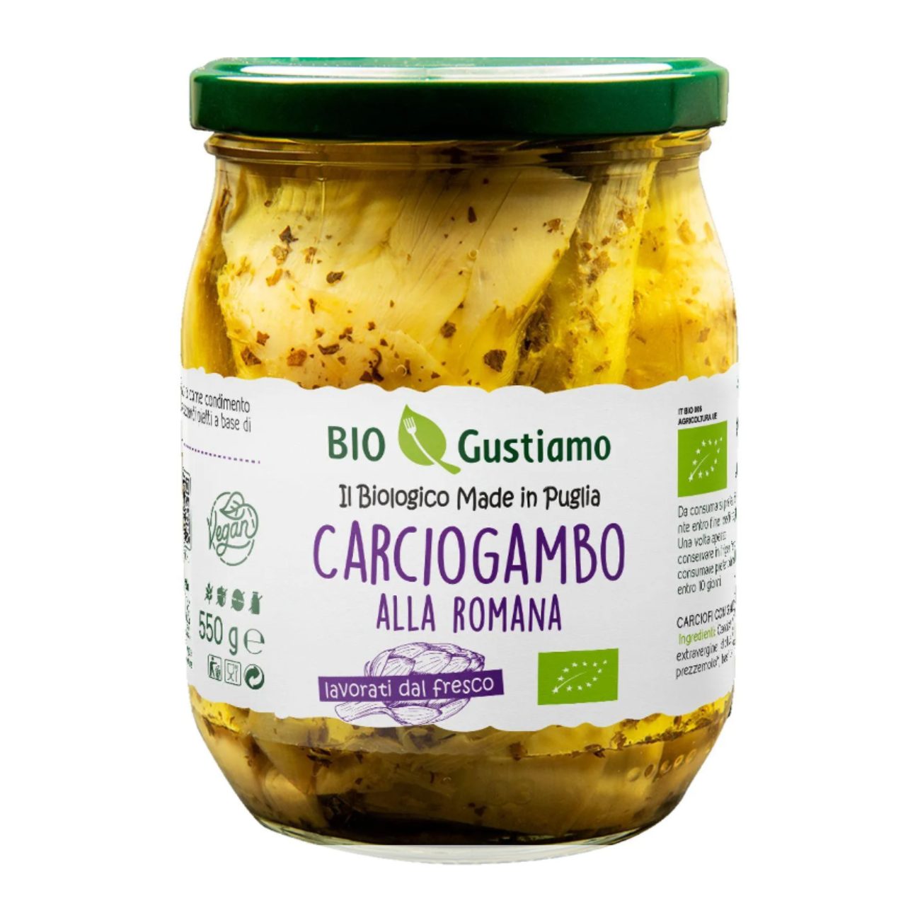 Artišoki eļļā BIO GUSTIAMO Carciogambo alla Romana, 550g