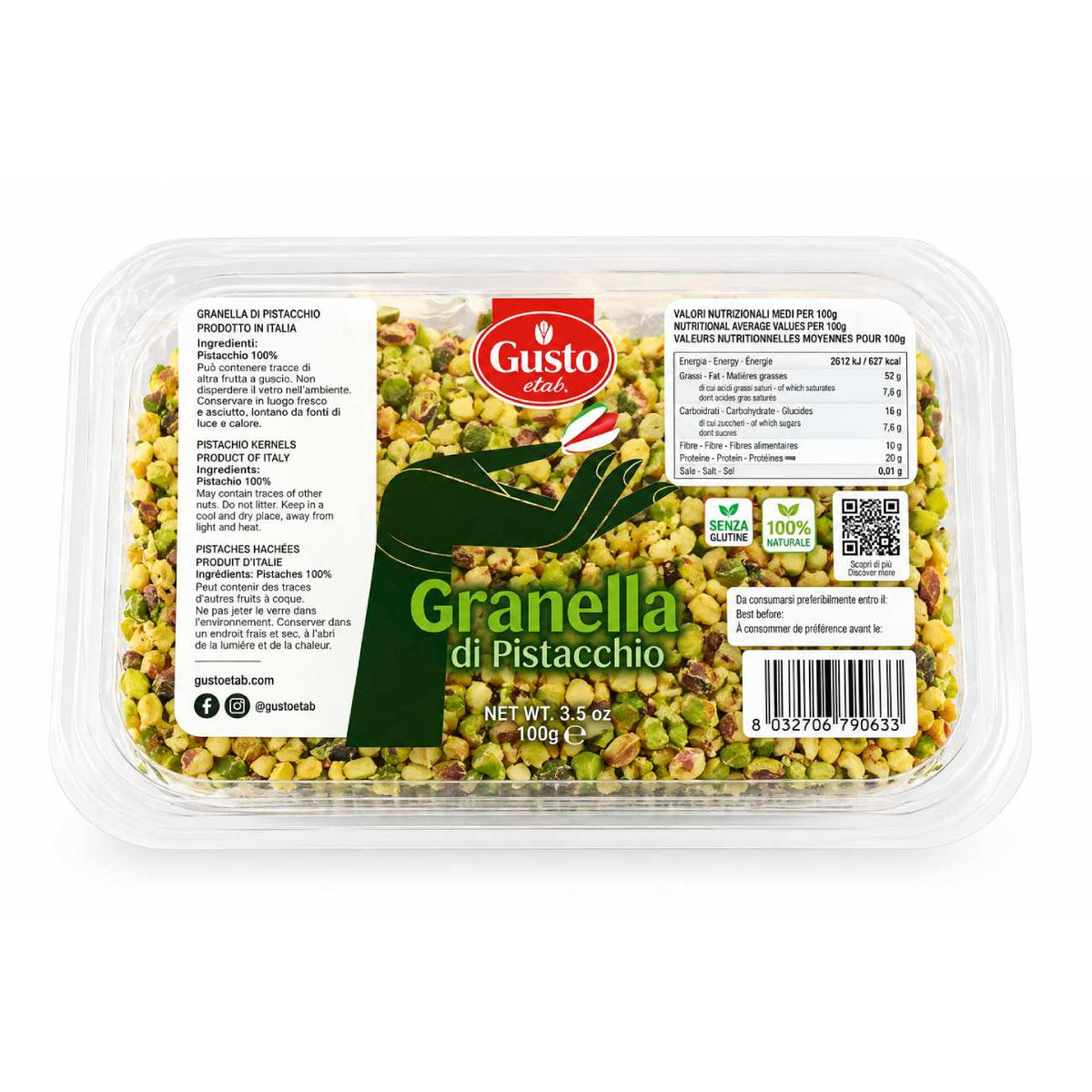 Sicīlijas pistāciju graudiņi GUSTO ETNA Granella di Pistacchio, 100g
