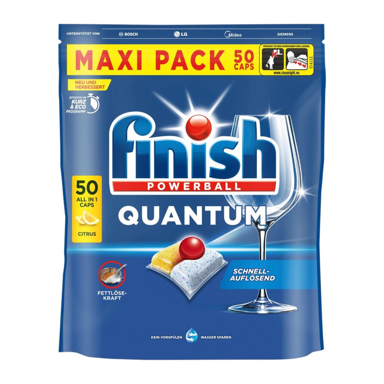 Trauku mazgāšanās kapsulas FINISH Powerball Quantum Citrus, 50MR