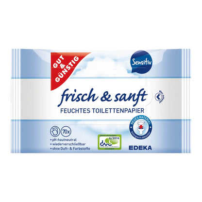 Mitrais tualetes papīrs GUT & GUNSTIG, 2x70 gab.