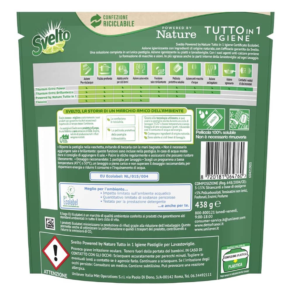 Tabletes trauku mazgāšanai SVELTO All in 1 Eco, 25MR